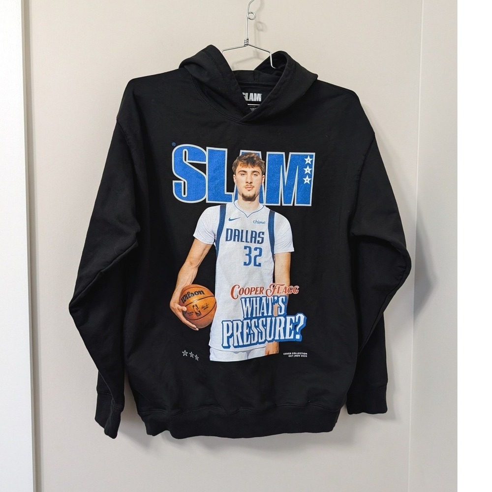 SLAM Cooper‎ Flagg Whats Pressure Graphic Hoodie Black Basketball Sweatshirt M